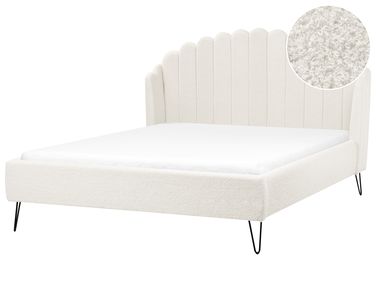 Lit avec sommier Bouclé AMBILLOU 160 x 200 cm Blanc cassé