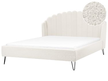 Lit avec sommier Bouclé AMBILLOU 180 x 200 cm Blanc cassé