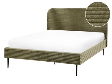 Lit avec sommier Velours côtelé FLAYAT 140 x 200 cm Vert