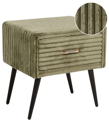Nachtkastje met 1 lade FLAYAT Corduroy Groen