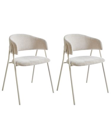 Lot de 2 chaises de salle à manger ALANSON Tissu chenille Beige clair
