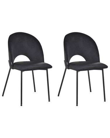 Lot de 2 chaises de salle à manger COVELO Velours Noir