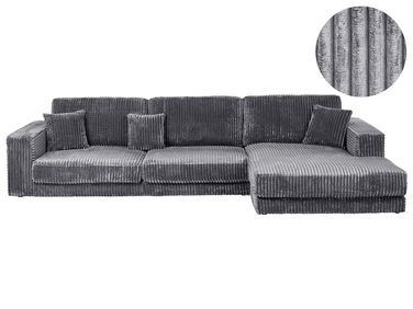 Corner Sofa 5 Seater LOFOTEN Corduroy Dark Grey Left Hand