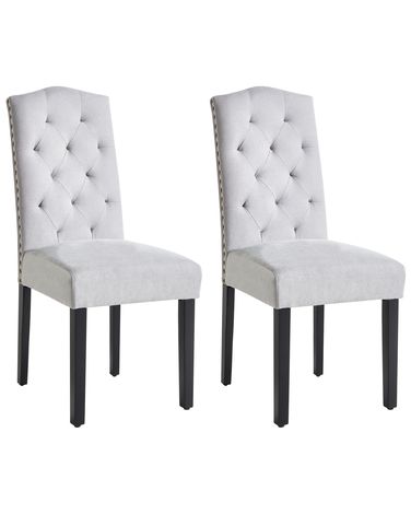 Lot de 2 chaises de salle à manger SHIRLEY Tissu Gris