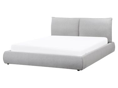 Lit avec sommier Tissu VINAY 160 x 200 cm Gris clair