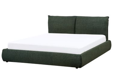 Lit avec sommier Tissu VINAY 160 x 200 cm Vert foncé