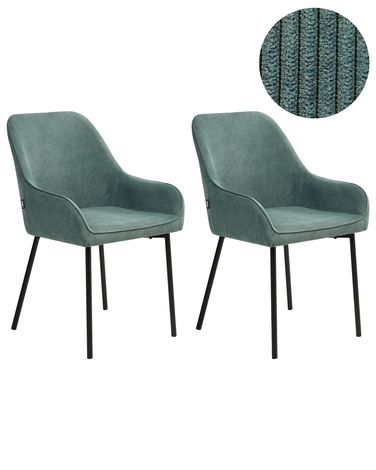 Lot de 2 chaises de salle à manger LOVERNA Velours côtelé Vert