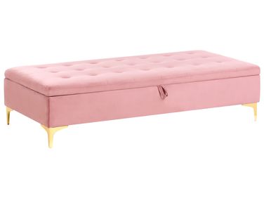 Opbergpoef ABERDEEN Fluweel Roze