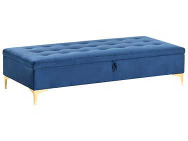 Pouf de rangement ABERDEEN Velours Bleu marine