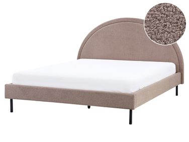 Lit avec sommier Bouclé MARGUT 160 x 200 cm Taupe