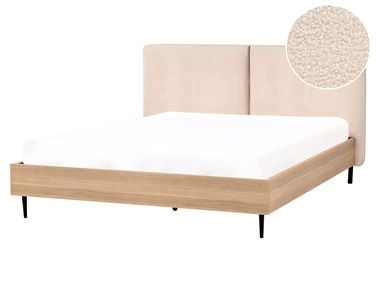 Lit avec sommier Bouclé LIMANTON 160 x 200 cm Beige