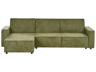 Corner Sofa Bed 3 Seater ROMEDAL II Fabric Dark Green Right Hand