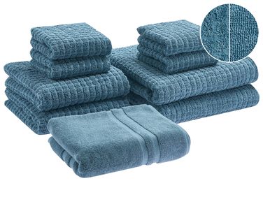 Lot de 9 serviettes ATAI Coton Bleu