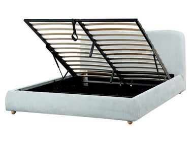 Lit ottoman Tissu chenille BLAGNAC 160 x 200 cm Bleu clair