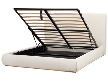 Lit ottoman Tissu CAMPAGNE 160 x 200 cm Beige clair