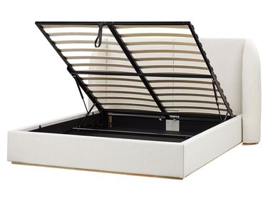 Lit ottoman Tissu MONESTIER 160 x 200 cm Blanc cassé