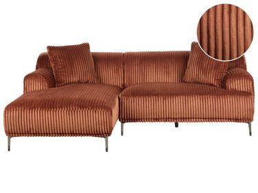 Corner Sofa STENUM Corduroy Brown Right Hand