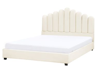 Lit avec sommier Velours VINCENNES 160 x 200 cm Blanc cassé