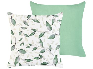 Lot de 2 coussins d'extérieur FLYLEAF Motif de plante 45 x 45 cm Vert