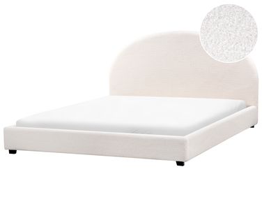 Lit avec sommier Bouclé VAUCLUSE 180 x 200 cm Blanc cassé