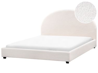 Lit avec sommier Bouclé VAUCLUSE 160 x 200 cm Blanc cassé