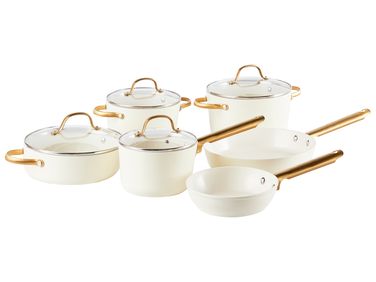 Ensemble de 10 pièces d’ustensiles de cuisine ELITE PRO Blanc cassé