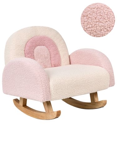 Kinderschommelstoel Regenboog OMBO Bouclé Pastelroze