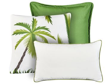 Lot de 3 coussins d'extérieur SEASIDE Motif de plante Vert