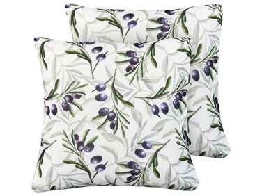 Lot de 2 coussins d'extérieur TRANQUI Motif de plante 45 x 45 cm Multicolore