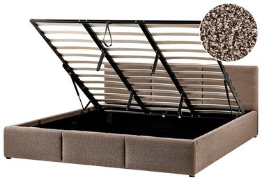 Lit ottoman Bouclé BOUSSE 180 x 200 cm Taupe