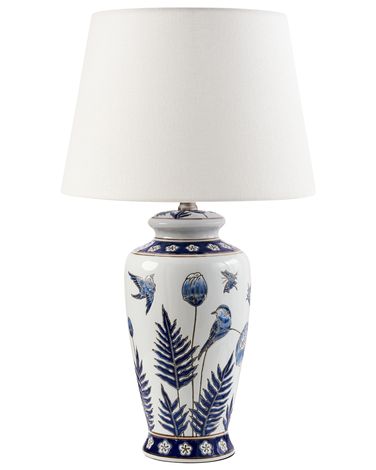 Lampe à poser BIJELA Porcelaine Blanc/bleu