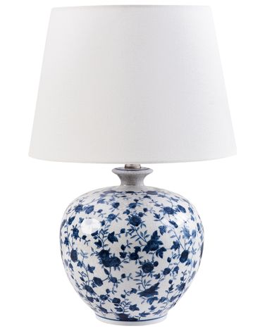 Lampe à poser SILVES Porcelaine Blanc/bleu