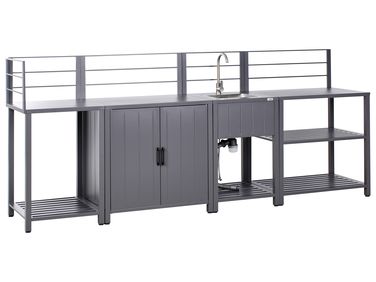 Cuisine d'extérieur 4 pièces avec évier VIGGIANO Métal Gris