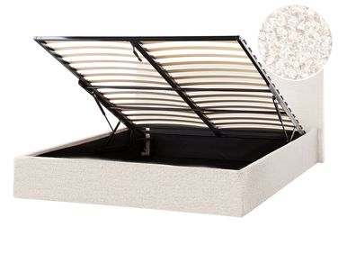 Lit ottoman Bouclé ORBEY 140 x 200 cm Blanc cassé