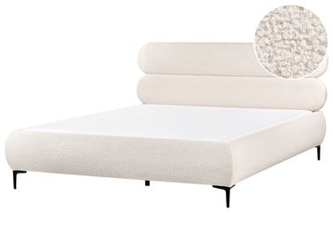 Lit avec sommier Bouclé LESSAY 180 x 200 cm Blanc cassé