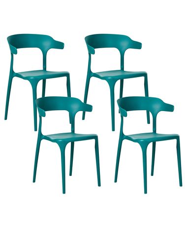 Lot de 4 chaises de jardin GUBBIO Bleu paon