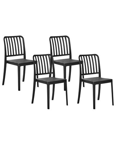 Lot de 4 chaises de jardin SERSALE Matière synthétique Noir