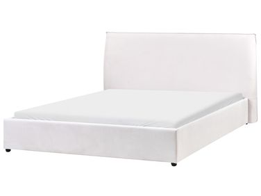 Lit avec sommier Velours LAVAUR 160 x 200 cm Blanc cassé