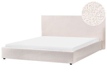 Lit avec sommier Bouclé LAVAUR 180 x 200 cm Blanc cassé