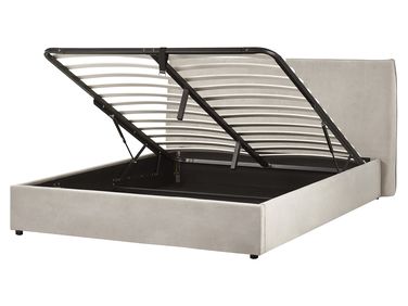 Lit ottoman Velours LAVAUR 160 x 200 cm Taupe