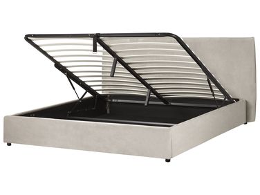 Lit ottoman Velours LAVAUR 180 x 200 cm Taupe