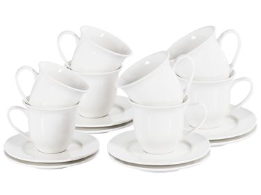 Lot de 8 tasses avec soucoupes ELDERBERRY Porcelaine Blanc