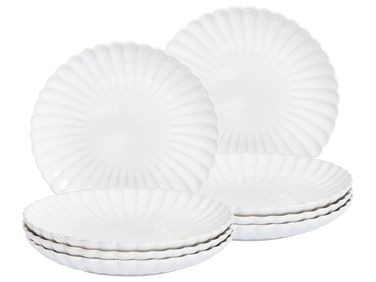 Lot de 8 assiettes plates NETTLE Grès Blanc cassé