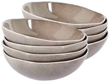 Lot de 8 assiettes creuses COSTMARY Grès Gris