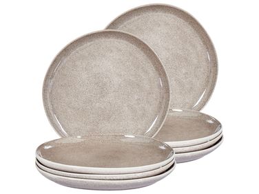 Lot de 8 assiettes plates COSTMARY Grès Gris