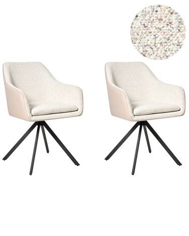 Set of 2 Dining Chairs LITHIA Boucle Light Beige
