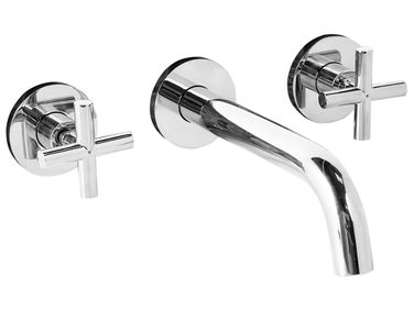 Robinet de lavabo mural KAIETEUR Laiton Argenté