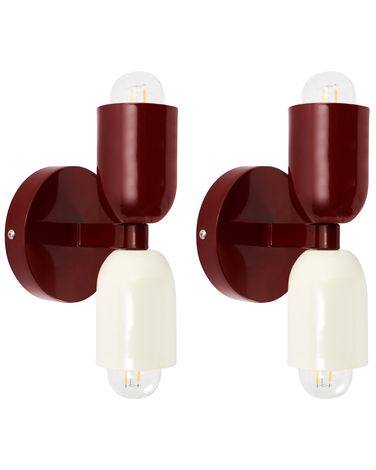 Lot de 2 lampes murales TOPI Métal Rouge