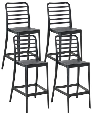 Lot de 4 chaises de bar SECEDA Matière synthétique 2 en 1 Noir