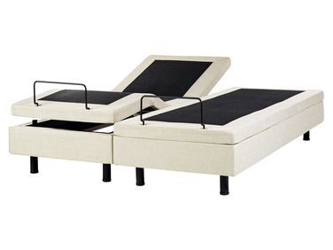 Lit réglable sans tête de lit Tissu CASTELLAN 160 x 200 cm Beige